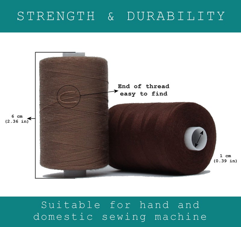 BlesSew Sewing Thread in Brown Color Tones - 10 Spools of Polyester Thread for Sewing Machine for Beginners, Hand Stitching & Quilting - 1000 yds Per Spool - Image 3